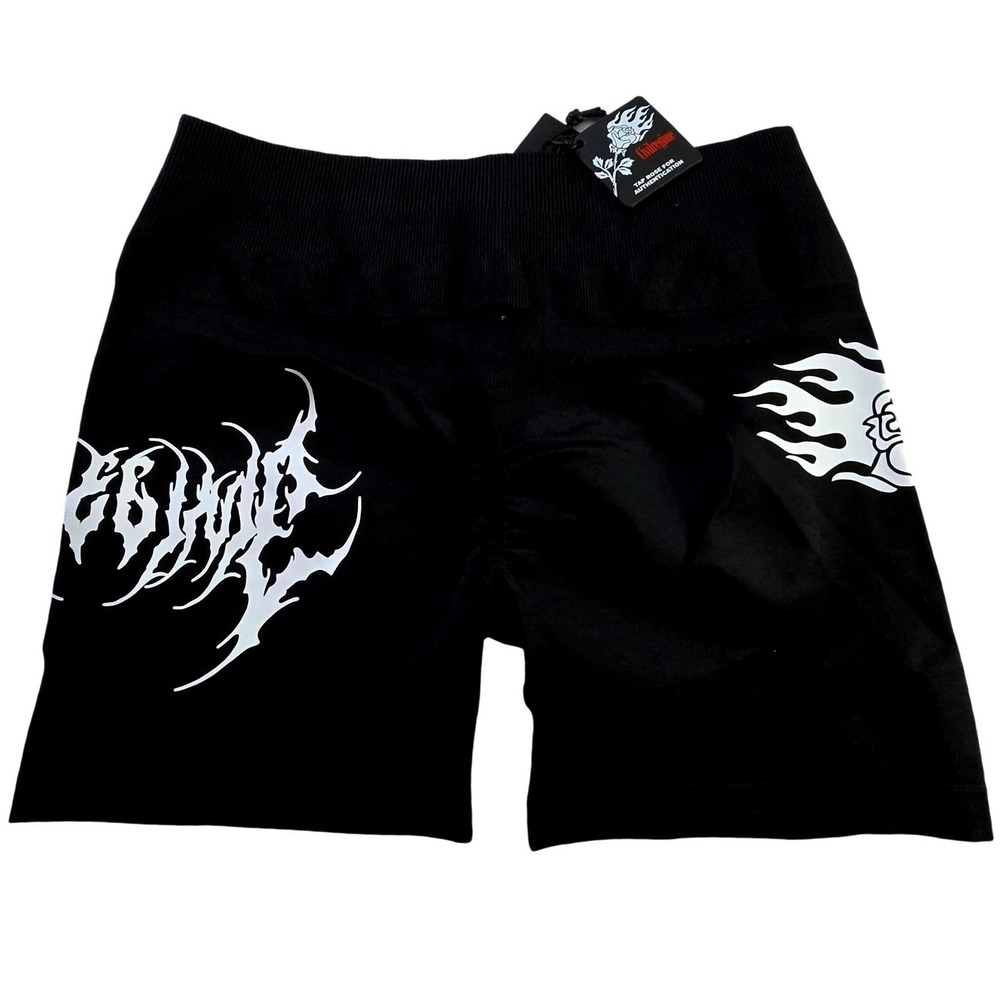 Civil Regime Skull Kell Seamless Biker Shorts Black Graphic Large